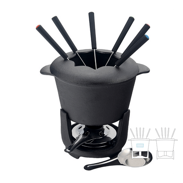 Conjunto de fondue negro de hierro